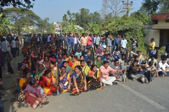 To avoid Arrests, BJP party workers' new Drama in Khayerpur, blocked roads demanding CPI-M leader Pabitra Karâ€™s arrest